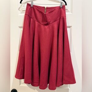 XIAOLIZI Burgundy A Line Midi Skirt Back Zip Lined Size M